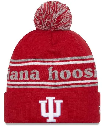 New Era Men's New Era Crimson Indiana Hoosiers MarqueeÃÂ Cuffed Knit Hat with Pom